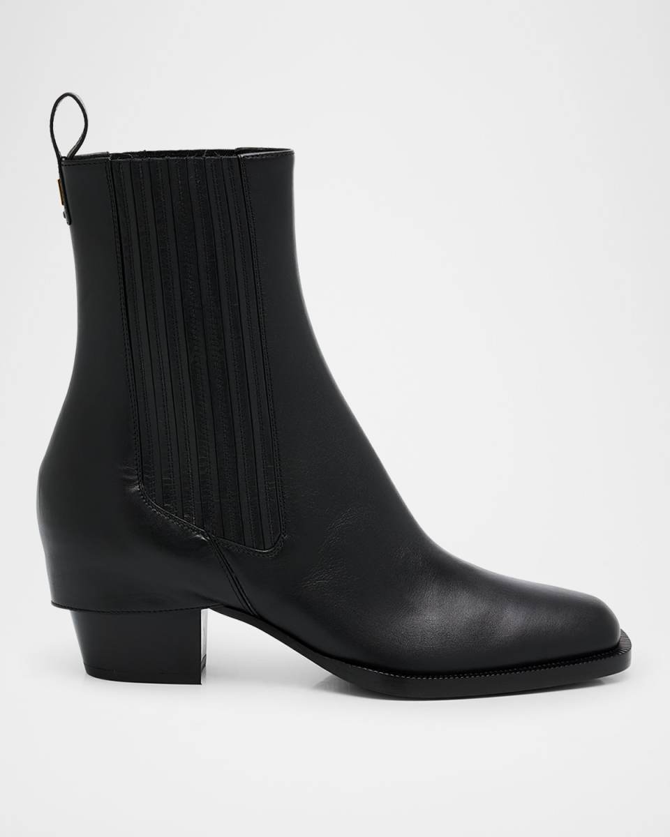 Almond-Toe Calf Leaher Boots